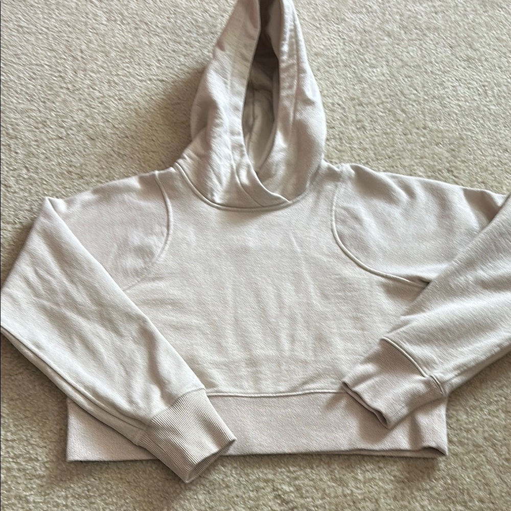 Lululemon Athletica Cream Boxy Cropped Hoodie
